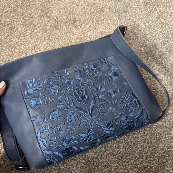 The Sak Leather Blue Embroidered Crossbody Bag - Picture 6 of 9
